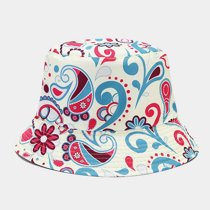 Sombrero de cubo de patrón de flores de anacardo de poliéster al por mayor